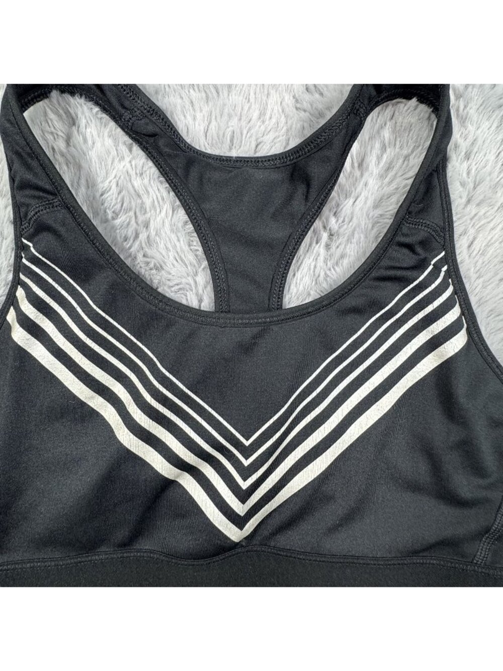 C9 Womens Size XS/S Power Core Racerback Top Sports Bra Black White Striped